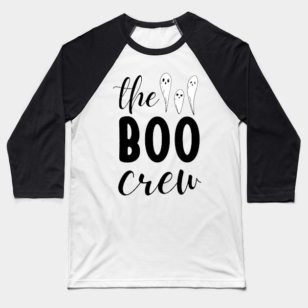 The Boo Crew Funny Halloween Graphic Design Cute Ghosts Baseball T-Shirt by PW Design & Creative